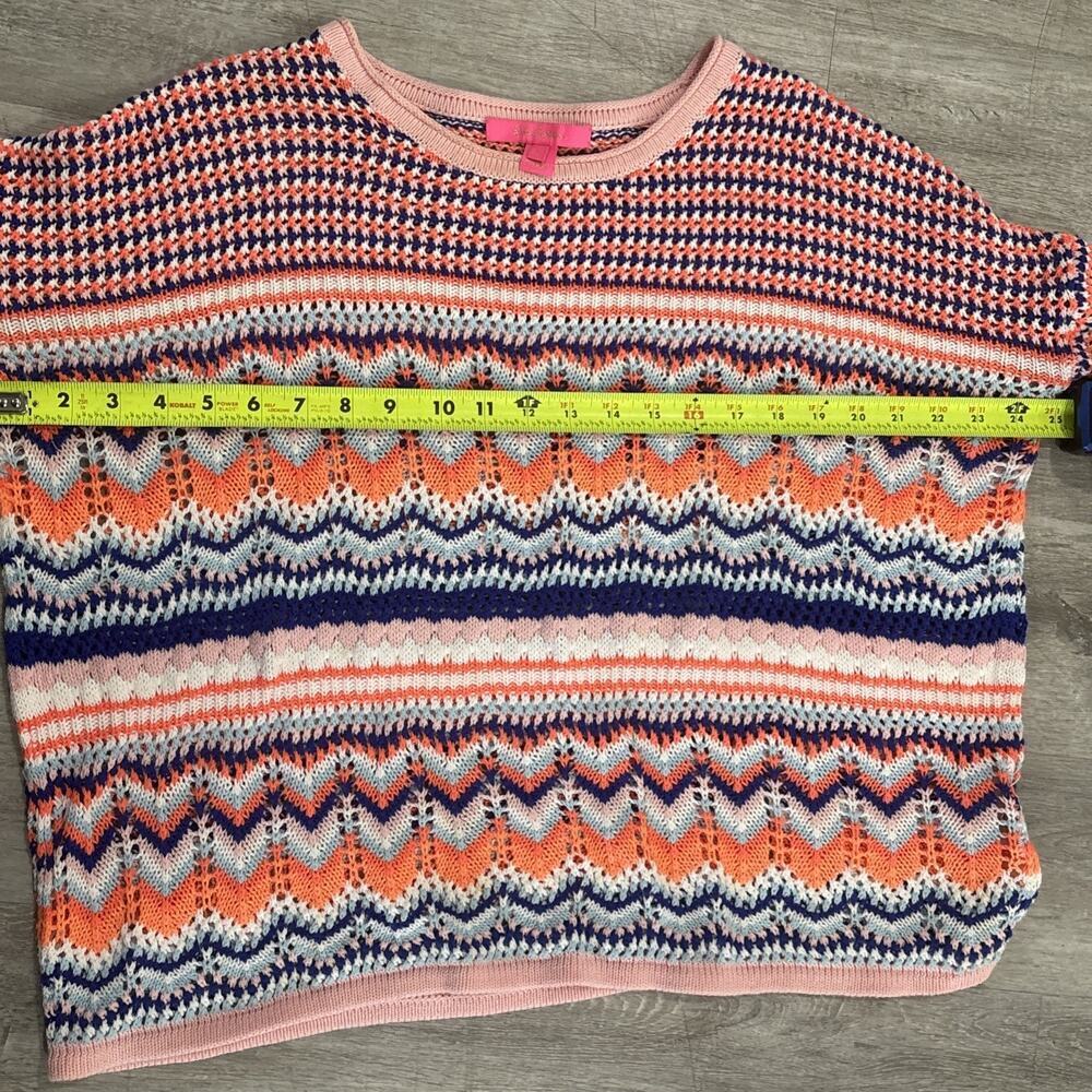Lilly Pulitzer Samora Sweater Top Kitschy Coral Textured Reef Stripe Large - Picture 5 of 9